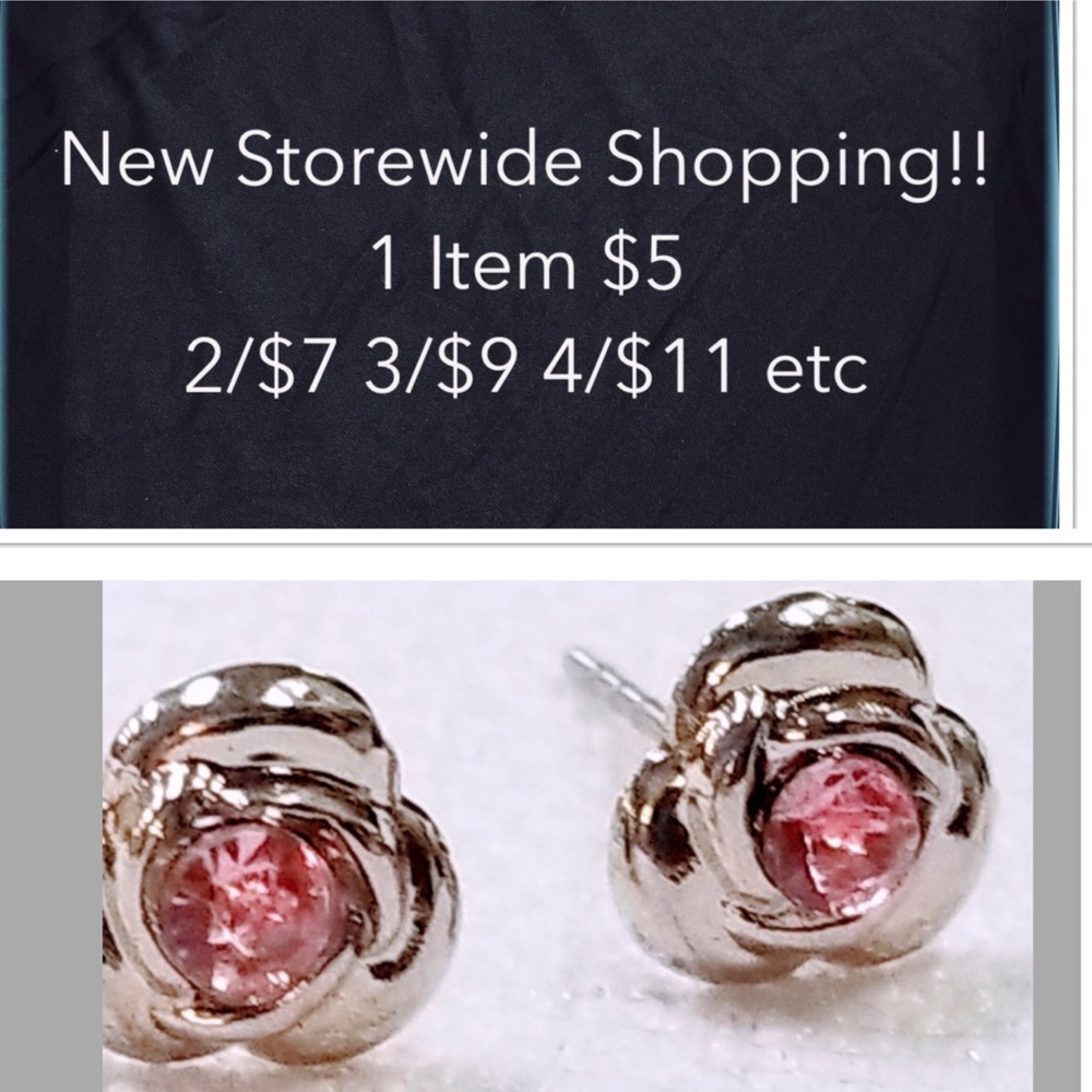 New Cute 6.5mm Pink Rhinestone Knot Stud Earrings